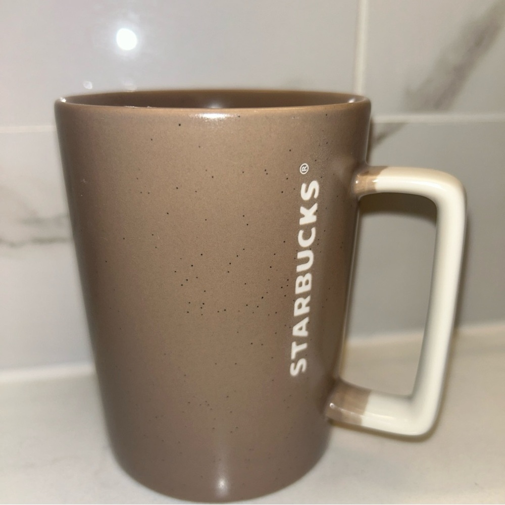Starbucks Mug 2016 12oz Brown/Tan Dipped Speckled Coffee Cup